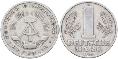 ГДР 1 марка 1956 A KM 13 алюминий 4163-357