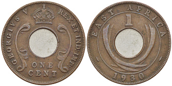 Британская Восточная Африка 1 цент 1930 Георг V (1910-1936) KM 22 бронза 113-247