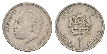 Марокко 1 дирхам 1987 Y 88 медно-никель 4703-226