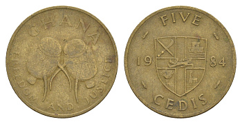 Гана 5 седи 1984 KM 26 латунь 4656-722