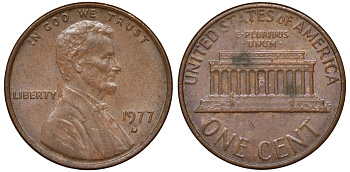 США 1 цент 1977 D KM 201 медь цинк 4547-641