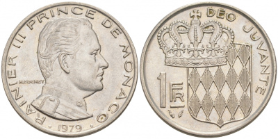 Монако 1 франк 1979 Ренье III (1949-2005) KM 140 никель 73-1242