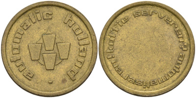 Нидерланды кофейный жетон ND AUTOMATIC HOLLAND, COFFE SERVEREN? AUTOMATISEREN, диаметр 22 мм. латунь 4584-846