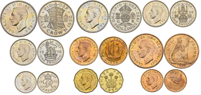 Великобритания годовой набор из 9 монет 1950 Георг VI (1936-1952) KM PS 23, Spink PS17 PROOF 7-1-1-03