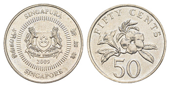 Сингапур 50 центов 2009 KM 102 медно-никель UNC 4523-1025