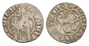 Киликийская Армения трам 1226-1271 Хетум I и царица Забель, держат крест/лев с патриаршим крестом  серебро    1516-922