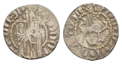Киликийская Армения трам 1226-1271 Хетум I и царица Забель, держат крест/лев с патриаршим крестом  серебро    1516-922