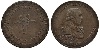 Великобритания 1/2 пенни  1795 Миддлсекс, Джеймс Лакингтон - продавец книг  Dalton & Hamer 357, Atkins 253 медь 1523-944