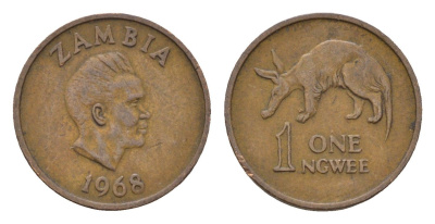 Замбия 1 нгве 1968 Кеннет Каунда, трубкозуб KM 9 бронза 4682-562