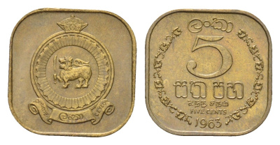 Цейлон 5 центов 1963 KM 129 никель латунь UNC 4516-424