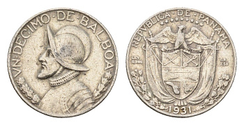 Панама 1/10 бальбоа 1931 KM 10.1 серебро 26-948