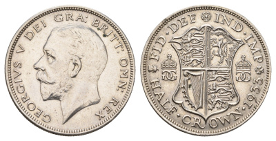 Великобритания 1/2 кроны 1933 Георг V (1910-1936) KM 835, Spink 4037 серебро aUNC 1518-513