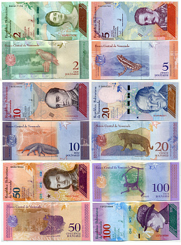 Венесуэла 2, 5, 10, 20, 50 и 100 боливаров 2018 Pick New бумага UNC (пресс) 447-93-2
