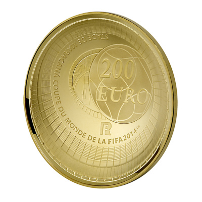 Франция 200 евро 2014 чемпионат мира по футболу в Бразилии 2014, кубок, FIFA, в оригинальной коробке KM 2170 золото PROOF 10-005-79