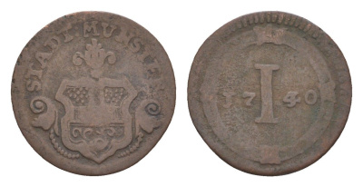 Мюнстер 1 пфенниг 1740 KM 335 медь 633-1014