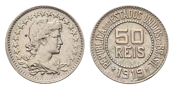Бразилия 50 реалов (рейс) 1920 KM 517 медно-никель 72-1664