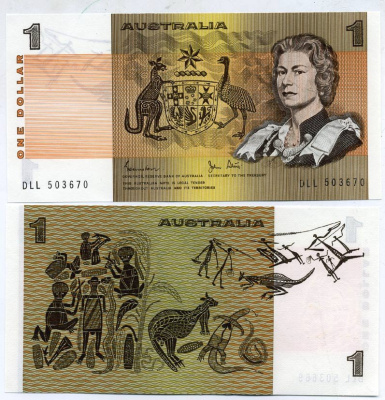 Австралия 1 доллар 1974-1983 подписи Johnston & Stone Pick 42d бумага UNC (пресс) 449-2-3