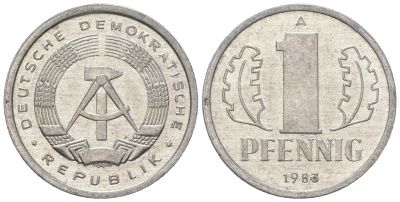 ГДР 1 пфенниг 1983 А KM 8.2 алюминий 4623-446