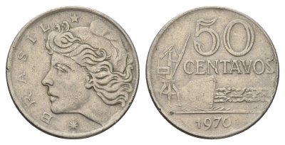 Бразилия 50 сентаво 1970 KM 580a медно-никель 4641-856