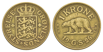 Гренландия 1 крона 1926 KM 8 алюминиевая бронза 413-4141