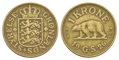Гренландия 1 крона 1926 KM 8 алюминиевая бронза 413-4141