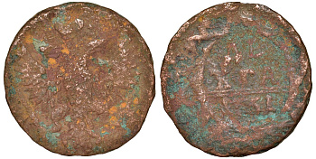 Россия 1 деньга 17ХХ медь 51-3915