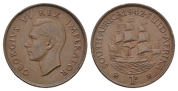 ЮАР 1 пенни 1942 Георг VI (1936-1952) KM 25 бронза 4123-812