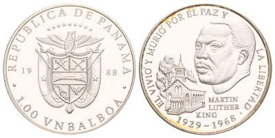 Панама 1 бальбоа 1988 Мартин Лютер Кинг X 11a серебро PROOF 3711-823