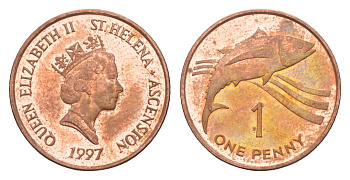 Острова Святой Елены и Вознесения 1 пенни 1997 KM 13a сталь плакированная медью UNC 4189-744