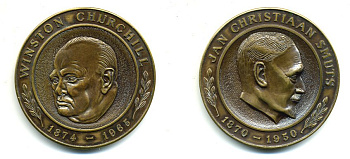 АНГЛИЯ МЕДАЛЬ ND ЧЕРЧИЛЬ, ЯН СМЭТС, 51,0 мм, 55,9 гр бронза 1079-1-23