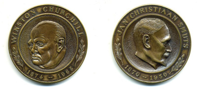 АНГЛИЯ МЕДАЛЬ ND ЧЕРЧИЛЬ, ЯН СМЭТС, 51,0 мм, 55,9 гр бронза 1079-1-23