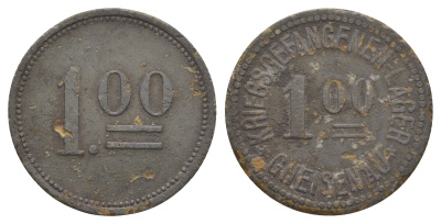 Браккель 1 марка ND Лагерь военнопленных Шарнхорст Men05 3338.4, Men18 4258.4 цинк 1528-615