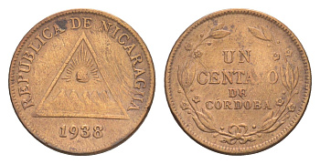 Никарагуа 1 сентаво 1938 KM 11 бронза 4640-941