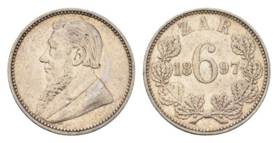 ЮАР 6 пенсов 1897 KM 4 серебро 3896-1344