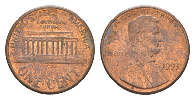 США 1 цент 1993 Авраам Линкольн KM 201b цинк плакированная медью 4649-1246
