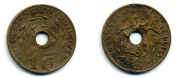 Нидерландская Восточная Индия 1 цент 1945 S KM 317 бронза 56-1151