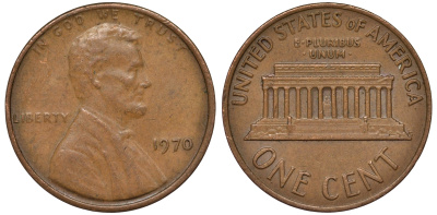 США 1 цент 1970 KM 201 медь цинк 4547-715