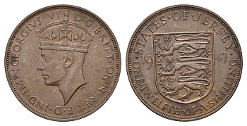Джерси 1/12 шиллинга 1947 Георг VI (1936-1952) KM 18 бронза 4607-1035