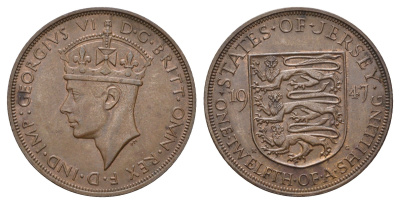 Джерси 1/12 шиллинга 1947 Георг VI (1936-1952) KM 18 бронза 4607-1035