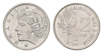 Бразилия 2 сентаво 1975 ФАО - Соя KM 586 нержавеющая сталь UNC 4679-843