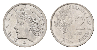 Бразилия 2 сентаво 1975 ФАО - Соя KM 586 нержавеющая сталь UNC 4679-843