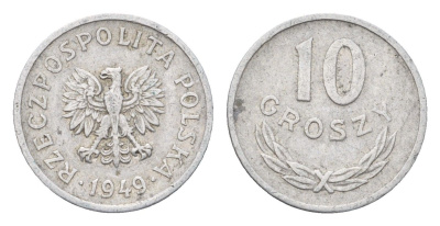 Польша 10 грошей 1949 год-тип Y 42a алюминий 4685-1155