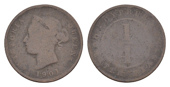 Кипр 1/4 пиастра 1901 Виктория (1837-1901), редкий год, тираж 72.000 экземпляров KM 1.2 бронза 4127-1042