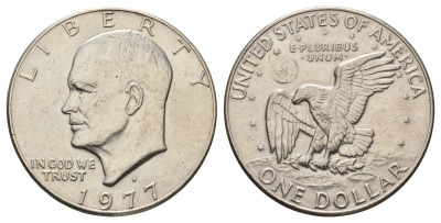 США 1 доллар 1977 D, Эйзенхауэра KM 203 медь плакированная медно-никелем 4558-435