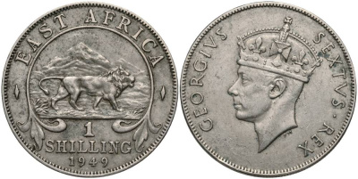 Британская Восточная Африка 1 шиллинг 1949 Георг VI (1937-1952) KM 31 медно-никель 27-1053