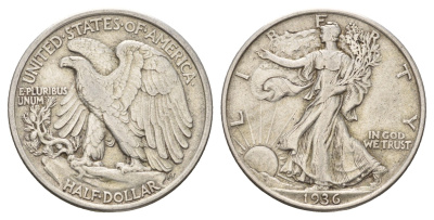 США 1/2 доллара (50 центов) 1936 KM 142 серебро 4127-2123