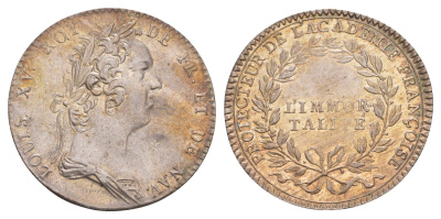 Франция жетон "Французская академия, выпуск 1732 года" ND (1732) Людовика XV, диаметр 29-30 мм, вес 7,77 гр Feu 4377a серебро UNC 443-1445