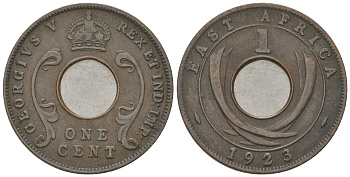 Британская Восточная Африка 1 цент 1923 Георг V (1910-1936) KM 22 бронза 4385-653
