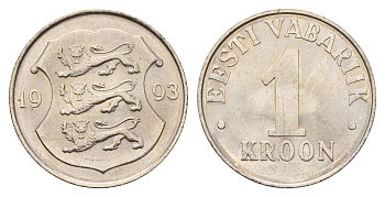 Эстония 1 крона 1993 KM 28 медно-никель aUNC 4688-555