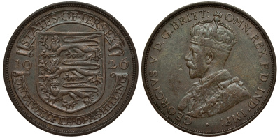 Джерси 1/12 шиллинга 1926 Георг V (1910-1936) KM 14 бронза aUNC 650-1122